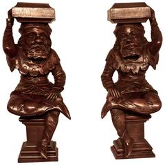 Pair of Early 19th Century Carved Walnut Figures of Court Jesters 4