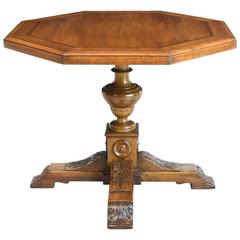 Belle Époque Table with Inlaid Octagonal Top over Carved Pedestal Base