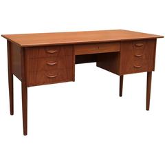 Danish Modern Teak Desk with Finished Display Shelf Front 3