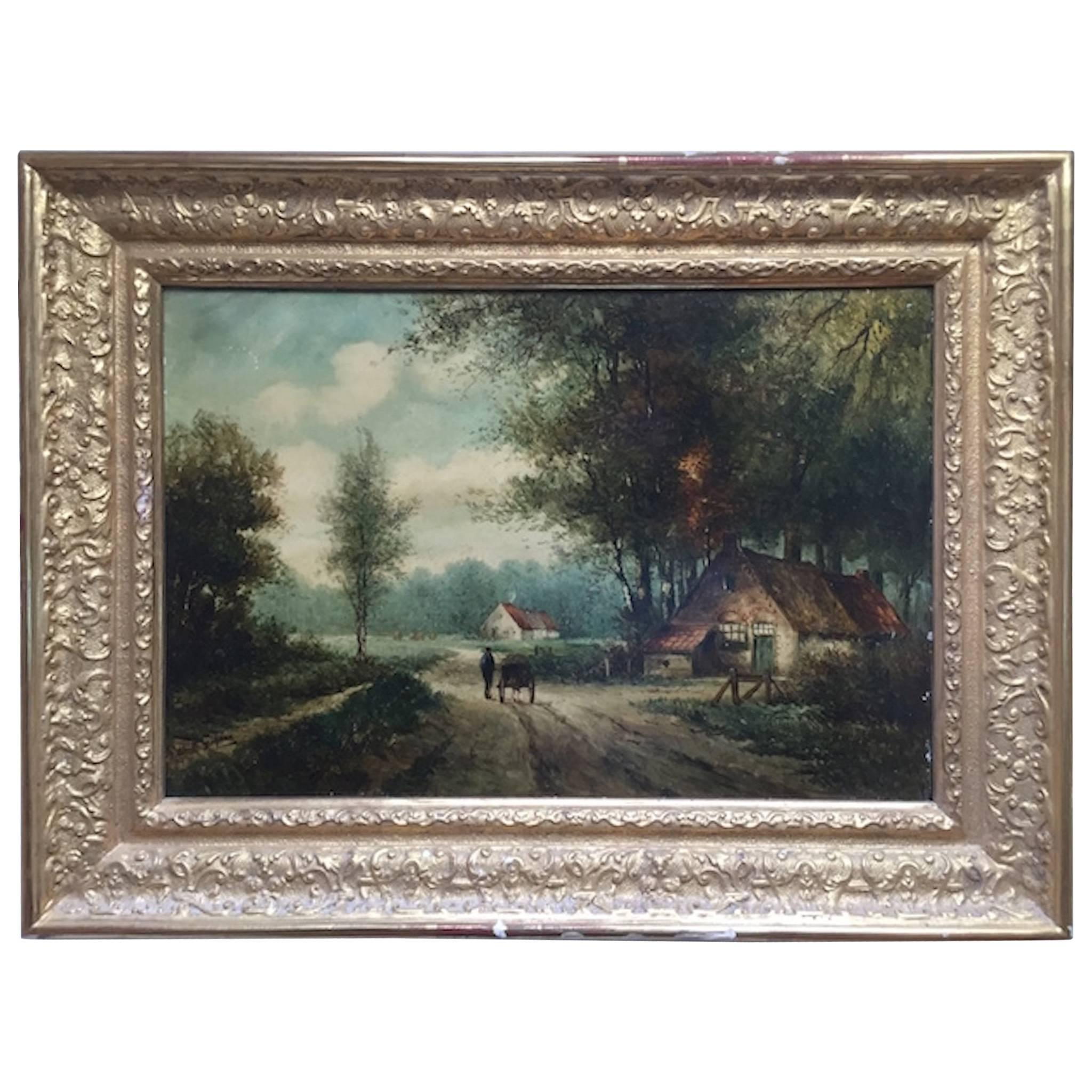 19th Century French large hand Painted Porcelain Plaque For Sale