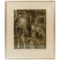 "Three Figures" Etching by Hugo Lutz 6