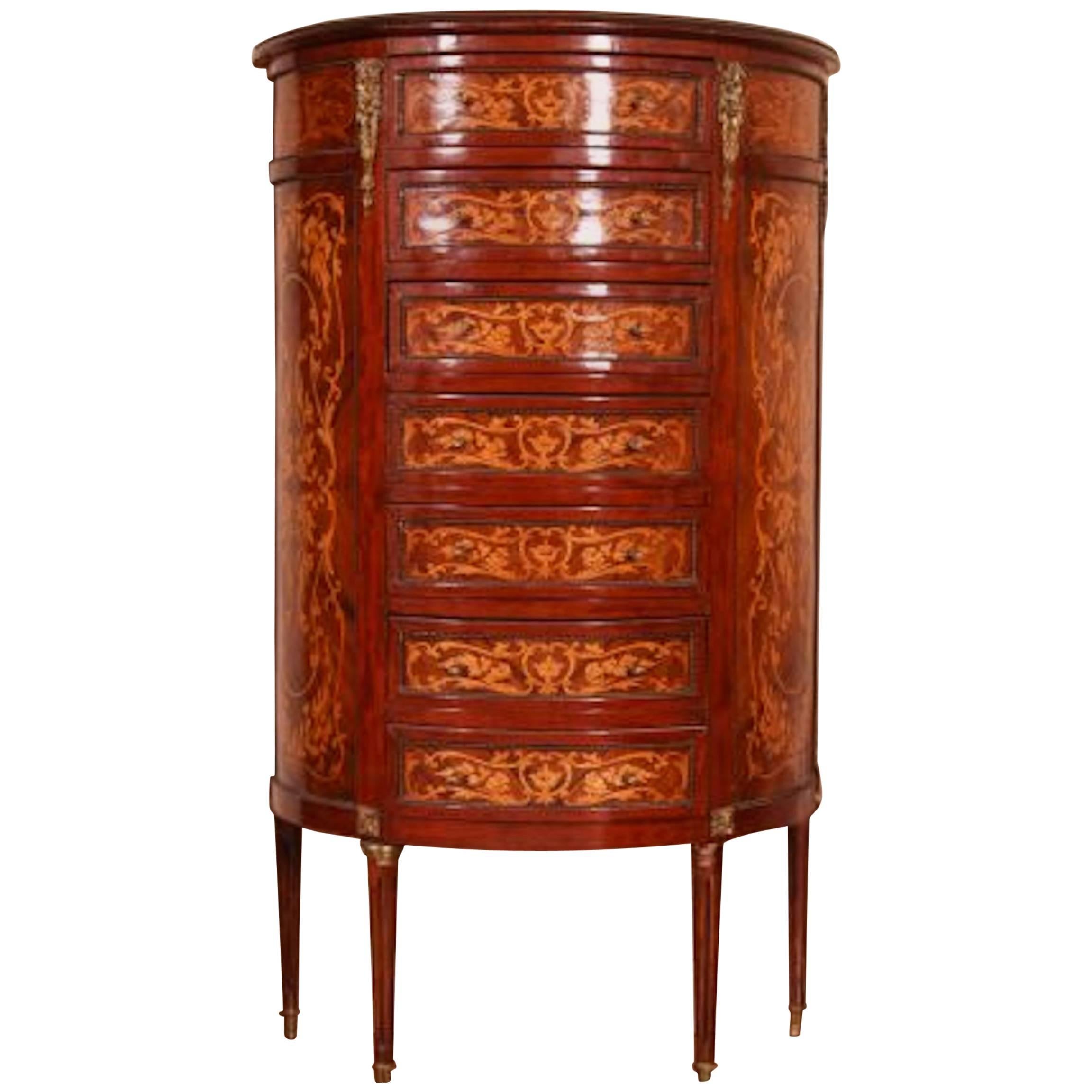 19th Century French Seven-Drawer Marquetry Chest For Sale