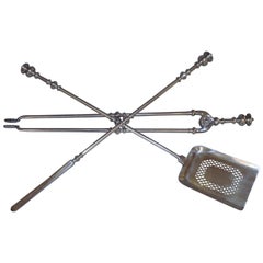 George IV Set of Polished Steel Fire Irons or Fire Tools