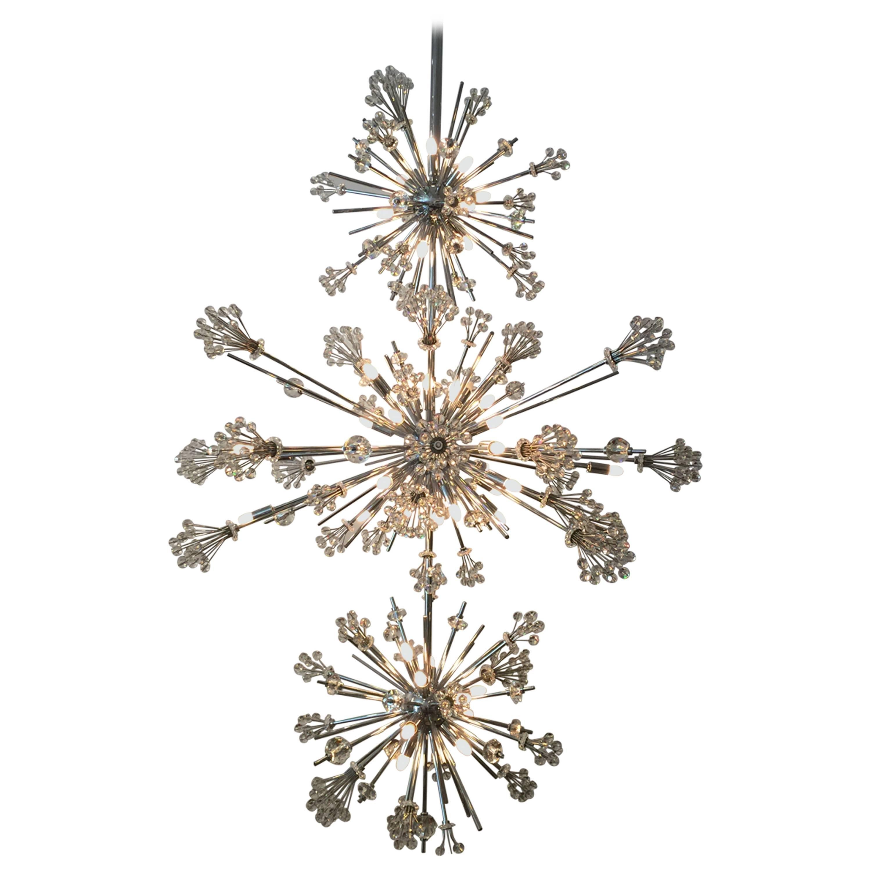 Three-Tiered Custom Crystal Chandelier in Style of Lobmeyr