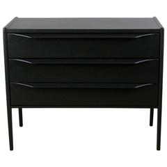 Large Black Three-Drawer Bedside Dresser