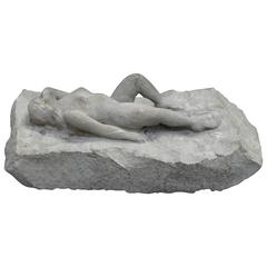 Carved Stone Nude Folk Sculpture