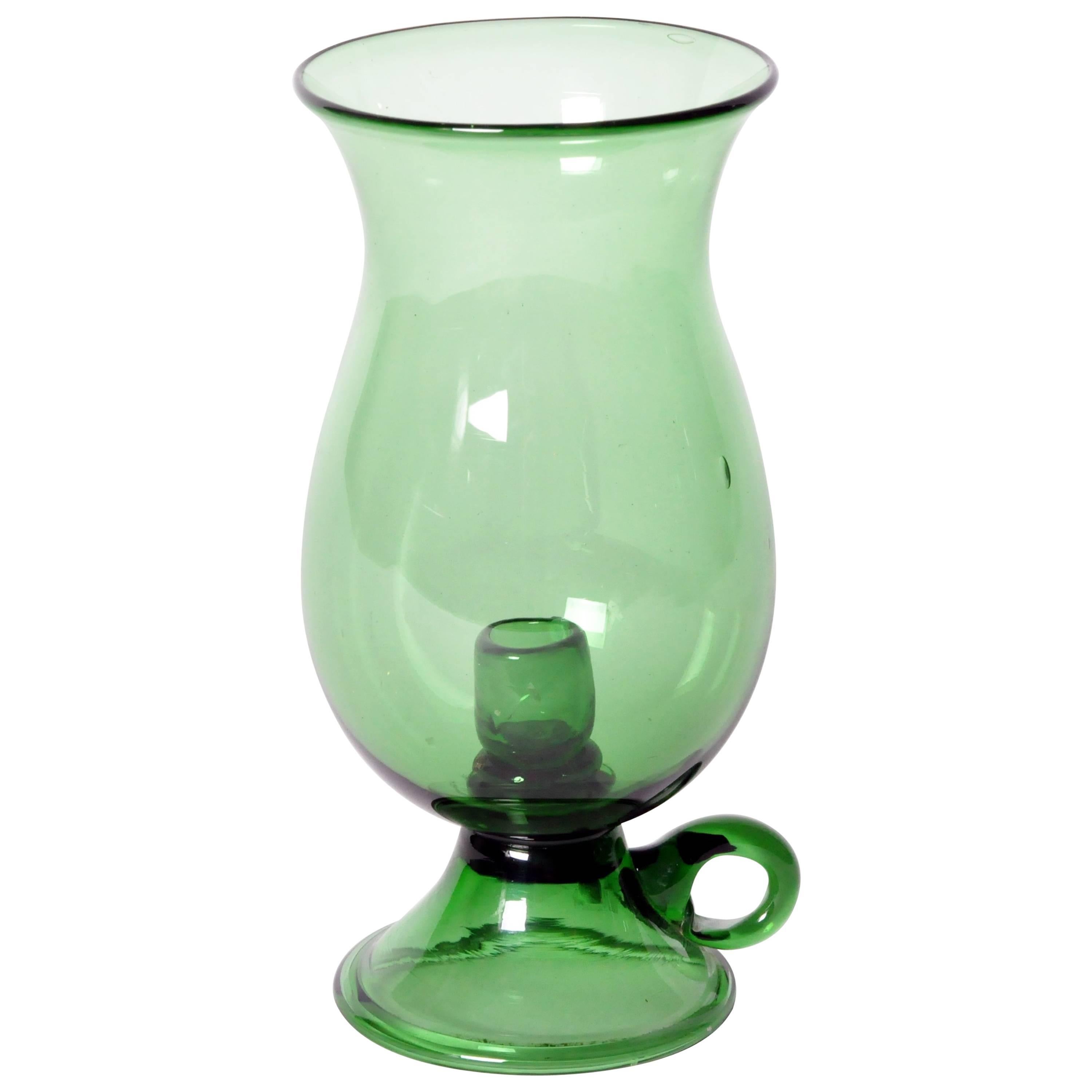 Green Empoli Glass Hurricane Lamp