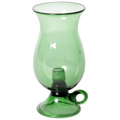 Vintage Green Empoli Glass Hurricane Lamp