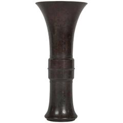 Japanese Trumpet Form Bronze Vase