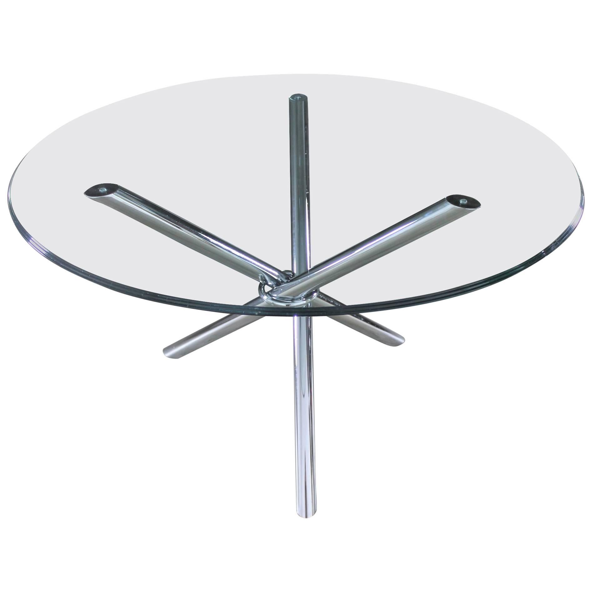 Mid-Century Modern Chrome Tripod Jacks Dining Table in Style of Milo Baughman