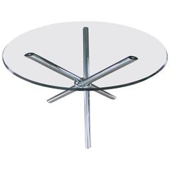 Vintage Mid-Century Modern Chrome Tripod Jacks Dining Table in Style of Milo Baughman