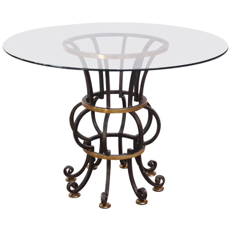 Hollywood Regency Style Brass And Steel Center Table After Hollywood Regency Style Brass And Steel Center Table After Maitland Smith For