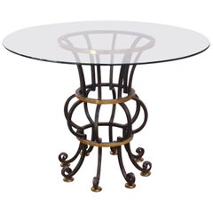 Hollywood Regency Style Brass and Steel Center Table after Maitland-Smith