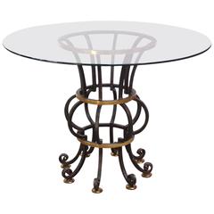 Hollywood Regency Style Brass and Steel Center Table after Maitland-Smith 5