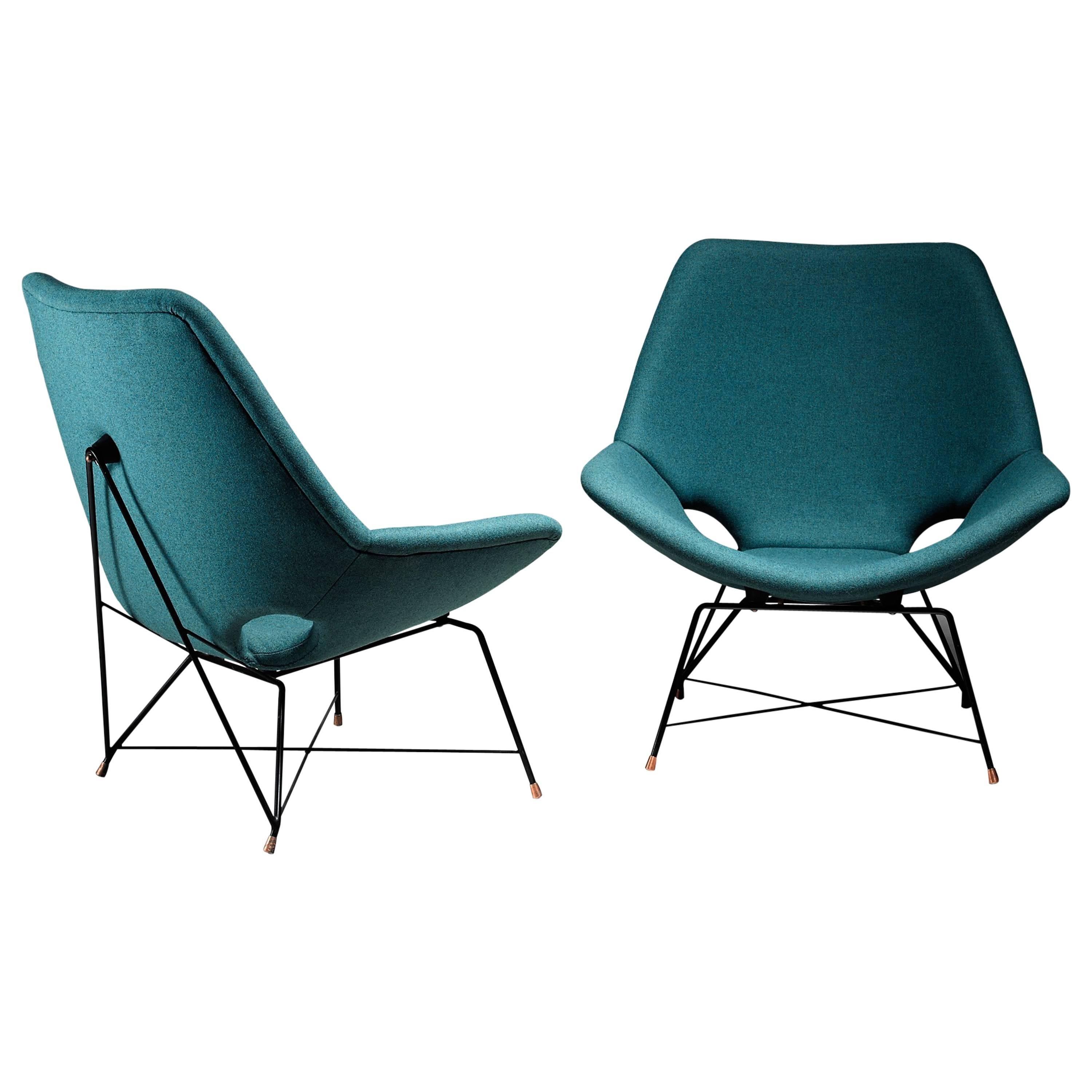Pair of Lounge Chairs by Augusto Bozzi for Saporiti, Italy, 1960s For Sale