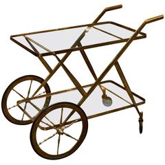Vintage Italian 1950s Brass and Glass Bar Cart 6