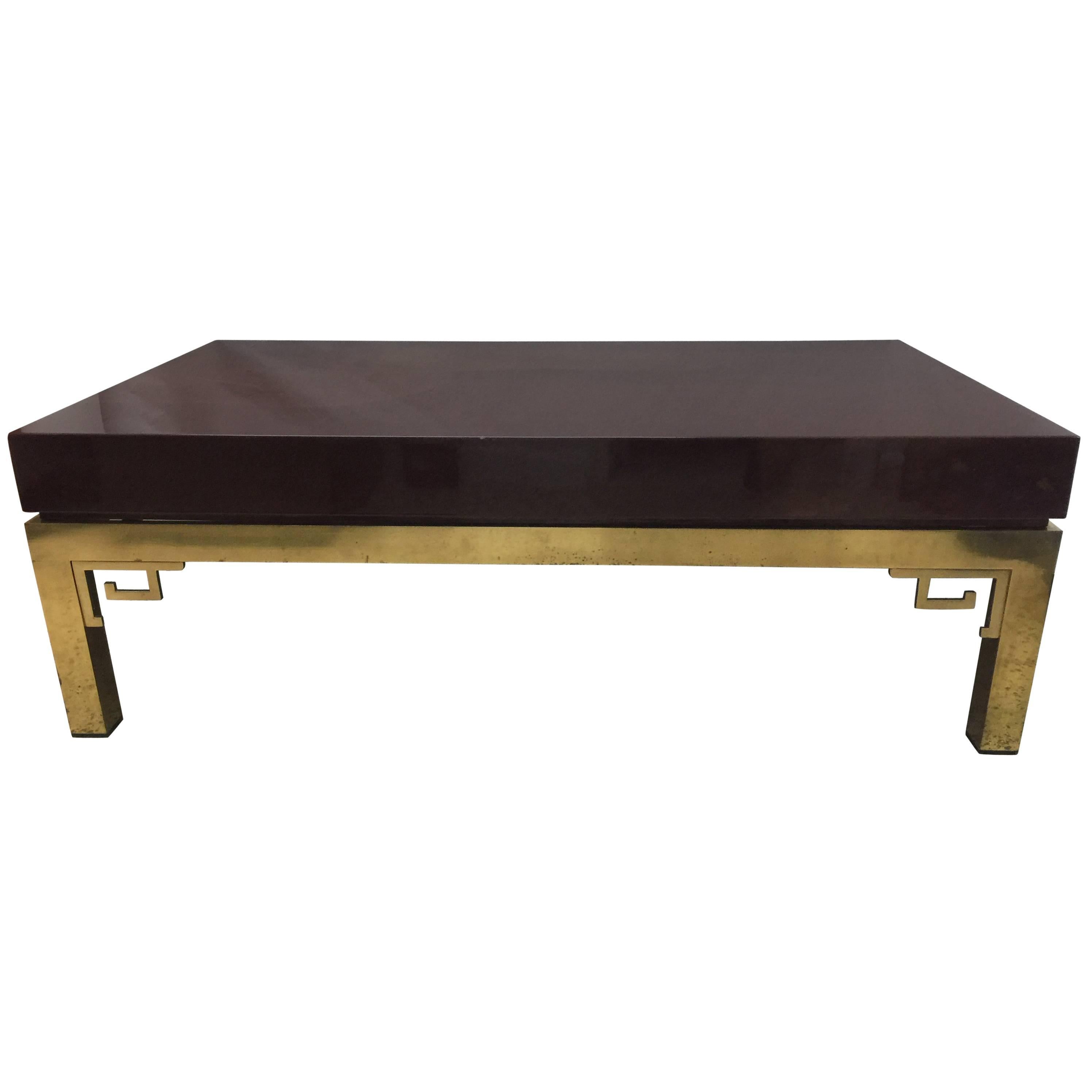 Maroon Lacquered Greek Key Cocktail Table