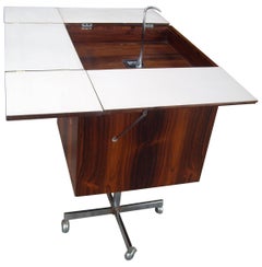 Rosewood and Chrome Cube Dry Bar, Cart, Trolley by Georg Petersens