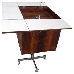 Rosewood and Chrome Cube Dry Bar, Cart, Trolley by Georg Petersens 2