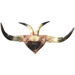 19th Century Steer Hat Rack and Hat Pin Cushion 5