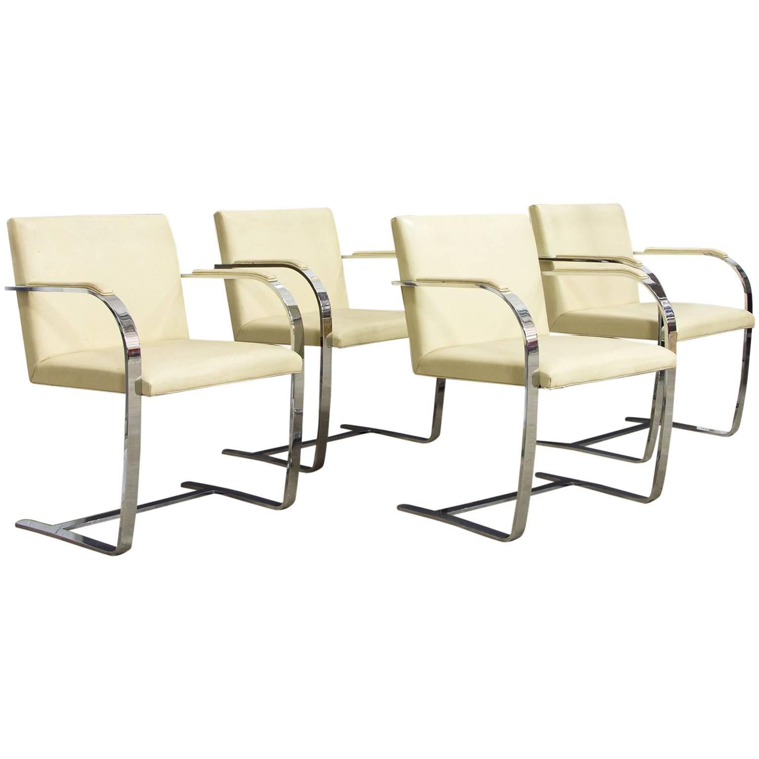 1928, Ludwig Mies van der Rohe, Early Knoll Set Brno Chairs in Crème Leather