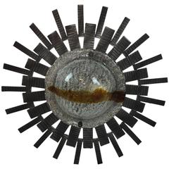 Brutalist Mid-Century Starburst Sunburst Flush Mount or Sconce 5