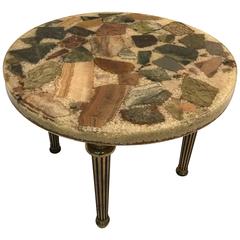 Unusual Italian Specimen Side or Accent Table with Stone Top and Brass Legs Unusual Italian Specimen Side or Accent Table with Stone Top and Brass Legs