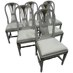 Six Original Painted Swedish Gustavian Side Chairs 5