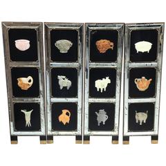 Four Panel Hardstone and Mirrored Screen 4