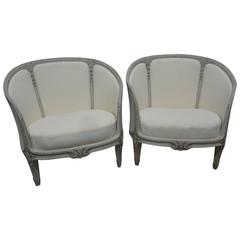 Two Swedish Gustavian Barrel Chairs