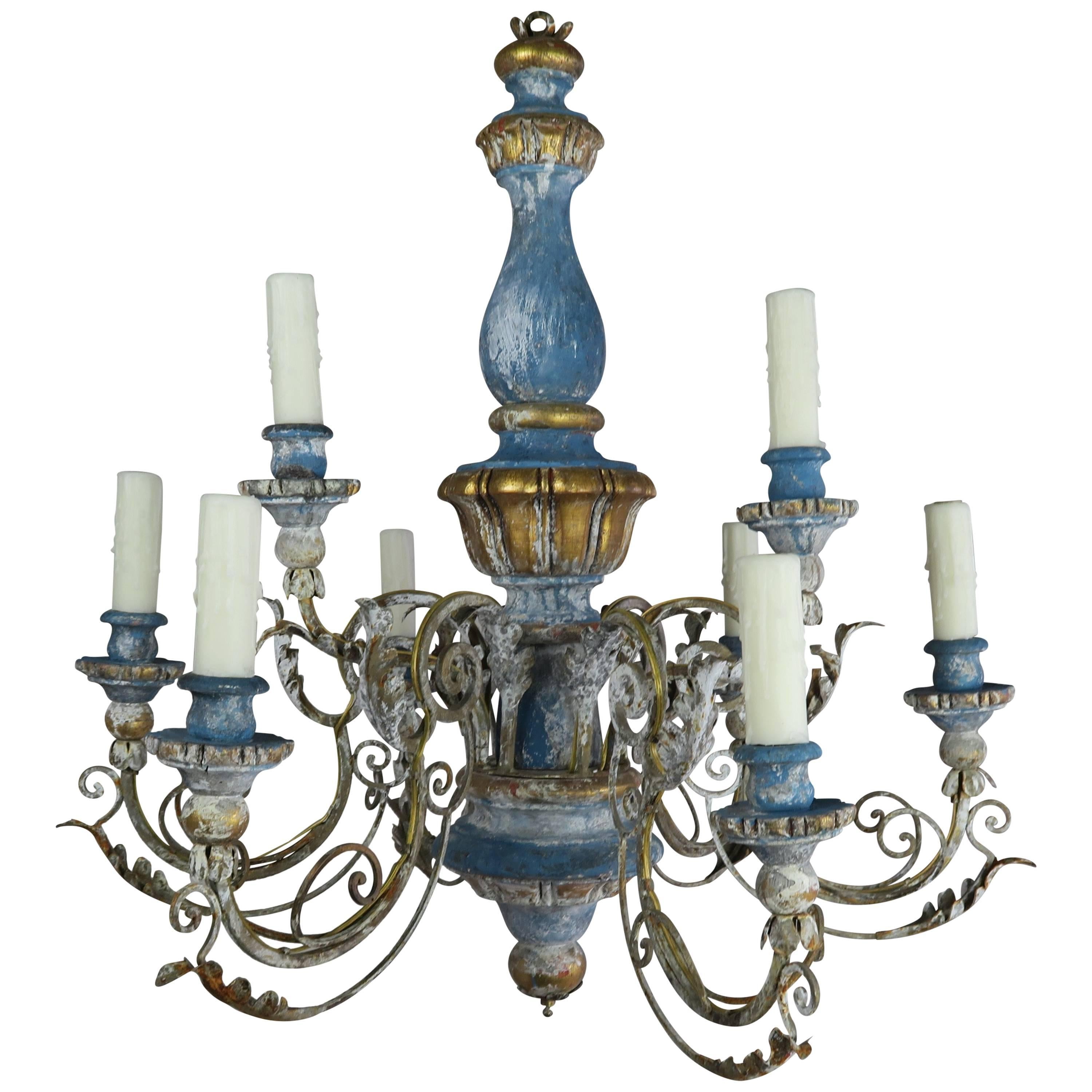 Italian Painted and Parcel Gilt Chandelier, circa 1900