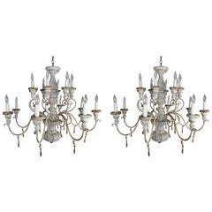Sixteen-Light Italian Painted Chandelier w/ Tassels 12