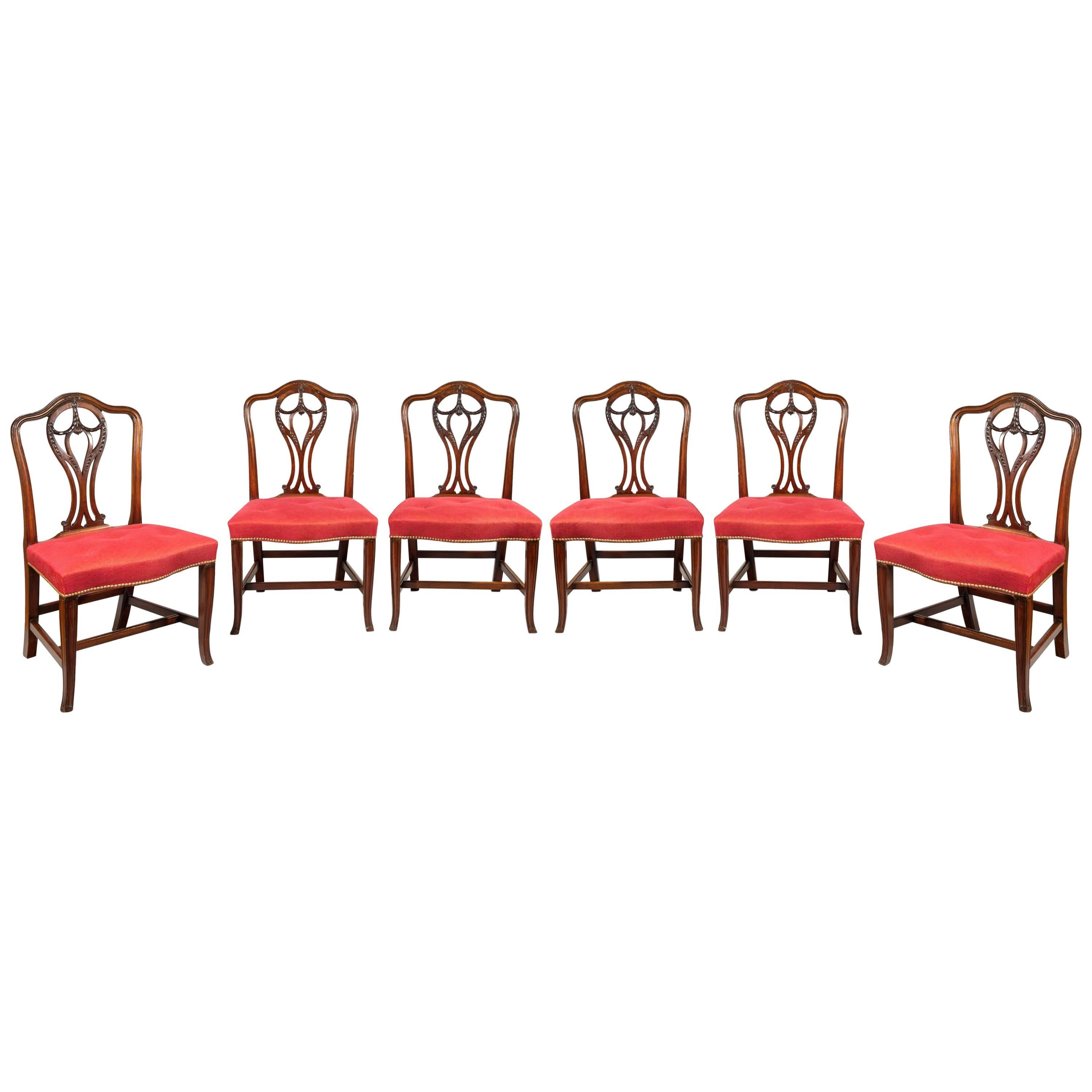 Set of Six George III Carved Dining Chairs