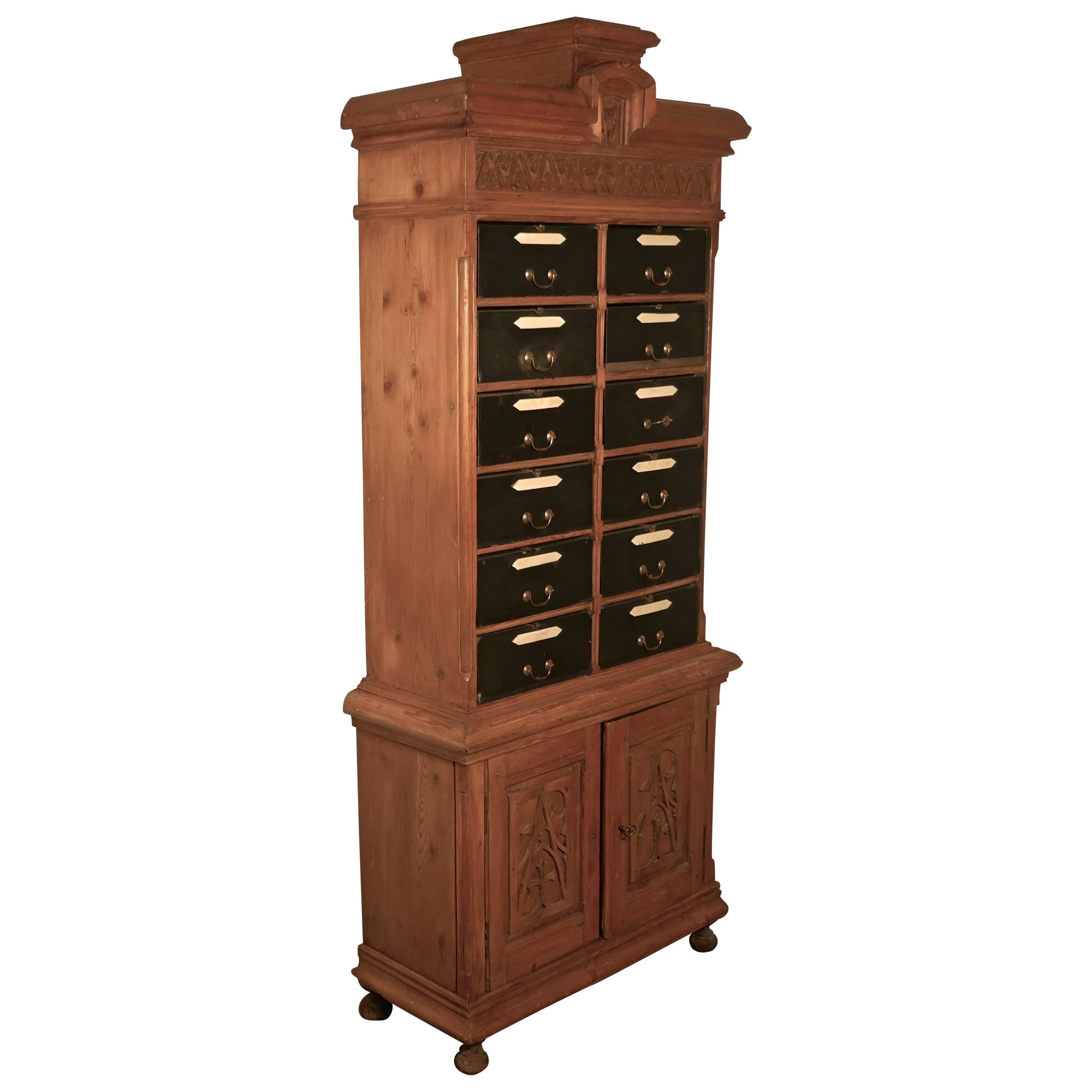 Tall French Barristers Filing Cabinet, Notaire’s Bookcase