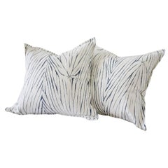 Vintage Shibori Dyed Textile Pillow with White Linen