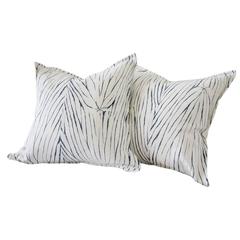 Vintage Shibori Dyed Textile Pillow with White Linen 9