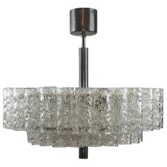 1960s German Doria Two-Tiered Glass Tube Chandelier