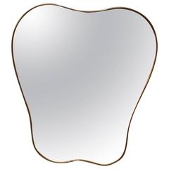Beautiful Italian Brass Mirror Free Form, circa 1960