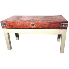 Vintage Butchers Maple Chopping Block on Painted Stand