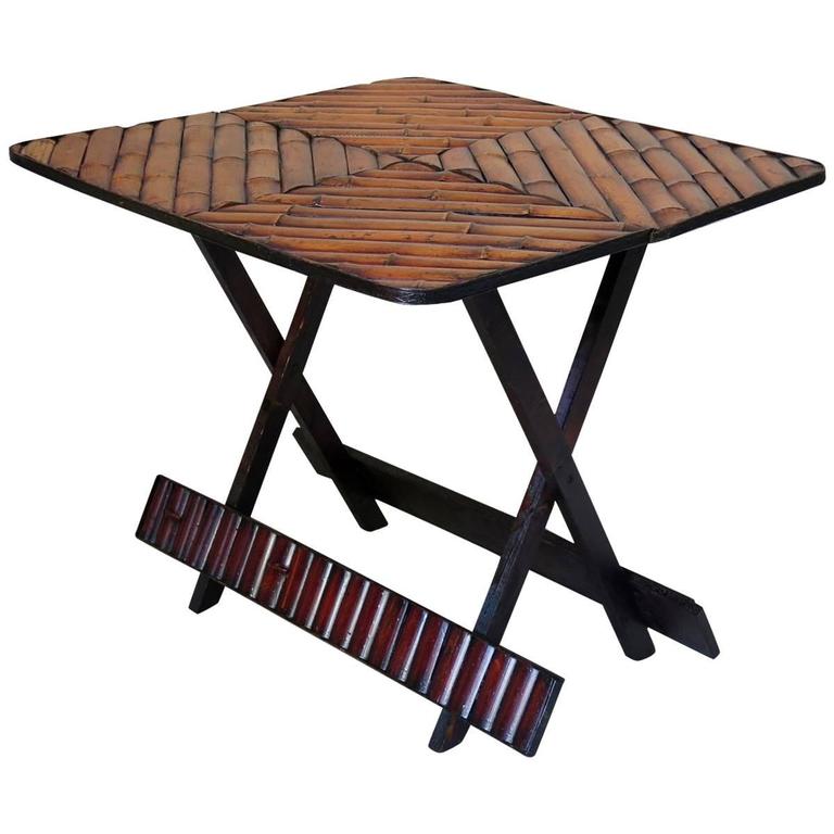 Vintage Folding Bamboo Side Table, France, circa 1950s For Sale at 1stdibs