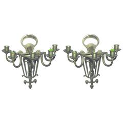 Rare Pair of Jugenstil Sconces in Bronze, circa 1900 5