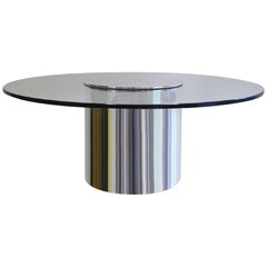 Vintage Rare Large Polished Aluminum Drum Table by Paul Mayen for Habitat