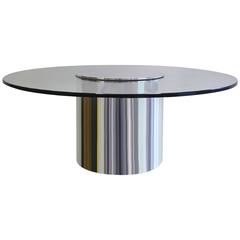 Rare Large Polished Aluminum Drum Table by Paul Mayen for Habitat 11