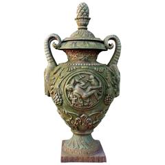 Large Cast Original Victorian Garden Iron Urn