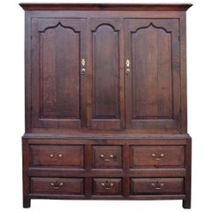 Antique 17th Century Oak Housekeepers or Cloakroom Cupboard
