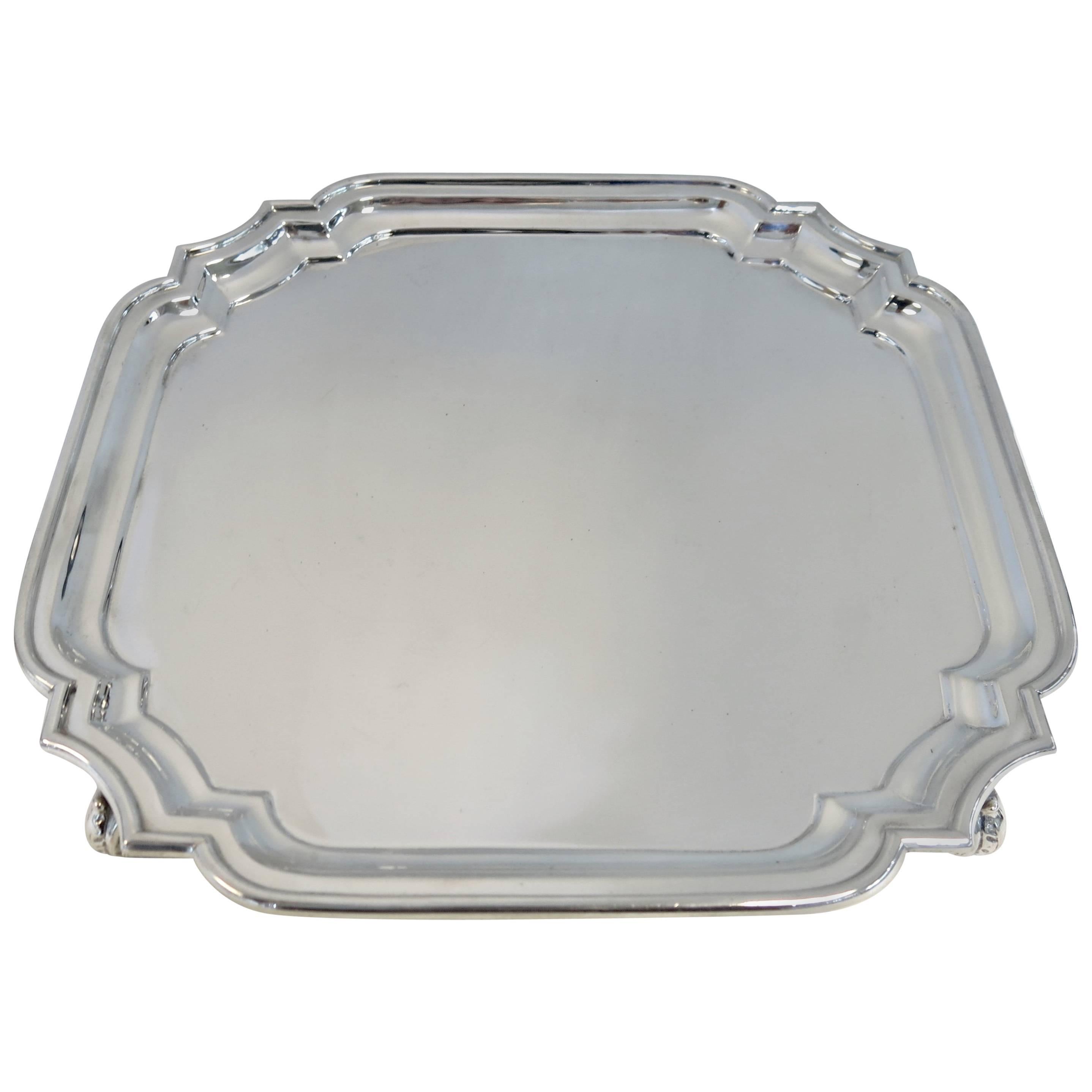 Square Sterling Silver Footed Tray