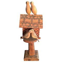 Fine Antique Hand-Carved Folk Art Birds House, Signed Early 20th Century 7