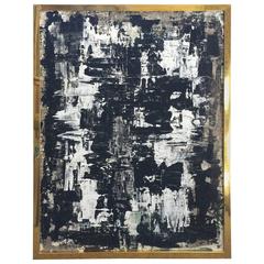 MarCo Price Black and White Heavy Impasto Abstract Oil Painting, 1970