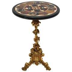 Antique Specimen Marble-Top Gilt Bronze Table, Elkington & Co