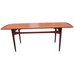 Refurnished Mid-Century Modern Danish Sofa Table by Edvard Klindt-Larsen